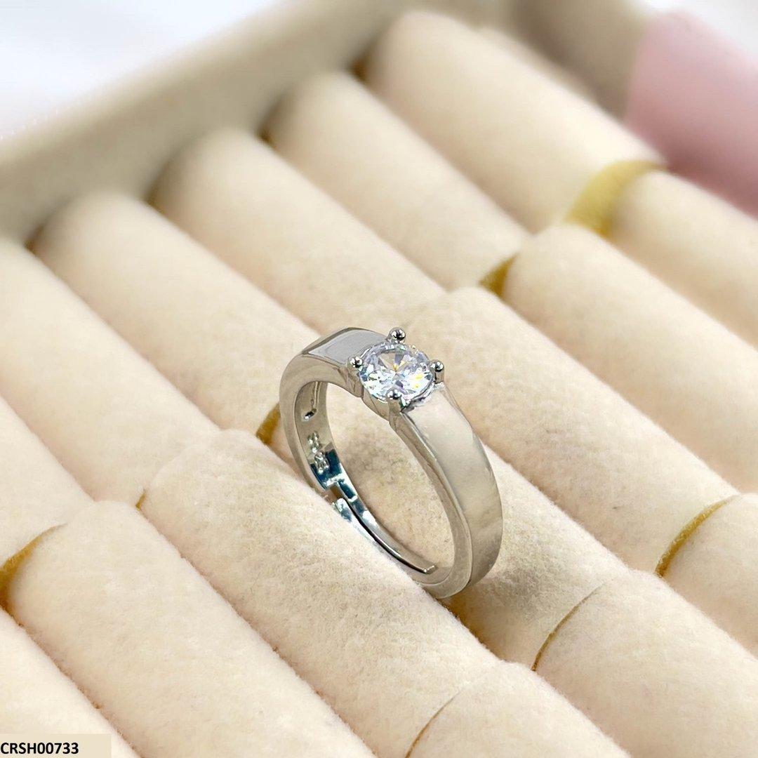 CRSH00733 ZFQ Round Stone Plain Ring Adjustable - CRSH