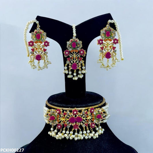 PCKH00227 SDQ Flower Chokar set - PCKH