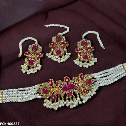 PCKH00227 SDQ Flower Chokar set - PCKH