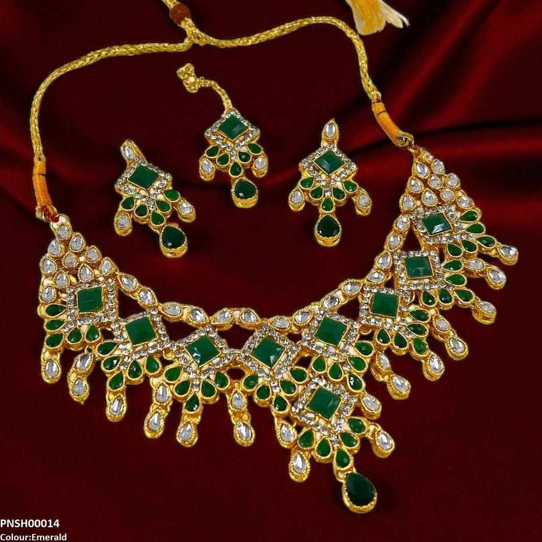 PNSH00014 FRN Sqyare/Tear Drop Necklace Set - PNSH