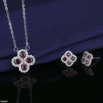 TPSH567 BLX Tear/Flower Pendent Set